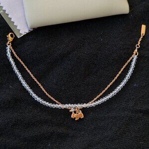 Agatha Paris Scottish Double Chain Bracelet, Gold & Crystal, Gift Idea, NEW